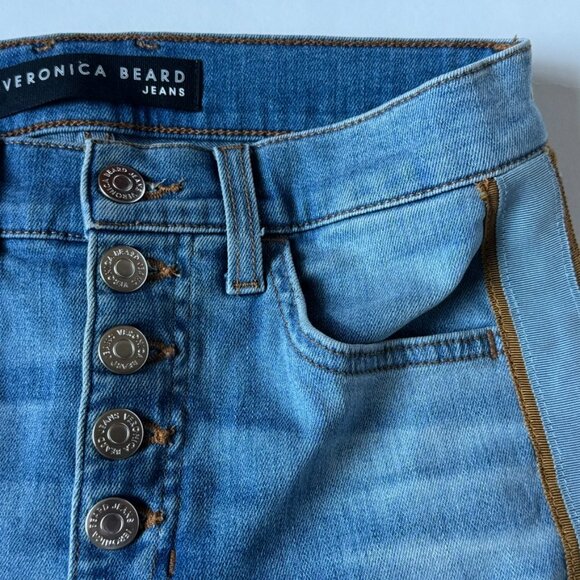 Veronica Beard 26/2 Carolyn Baby Boot Tux Stripe Hi Rise Jeans Amsterdam Blue - Picture 4 of 8